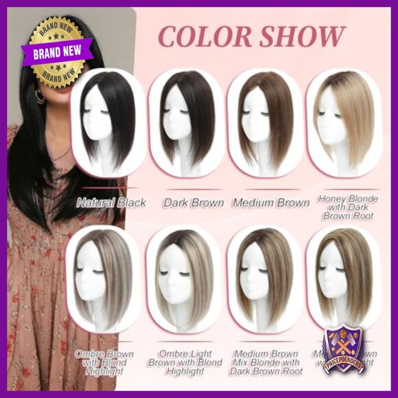 Real Human Hair Topper with Mono Base for Thinning Hair, 12 Inch main image 4